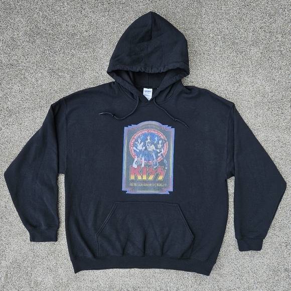 RARE Vtg 1996 KISS Hoodie Black Pullover Sweatshirt Concert Shirt Mens Unisex XL